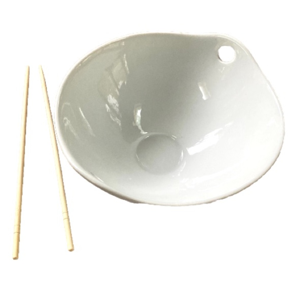 PIER 1 Kai Noodle Bowl with Chopsticks Creamy White 7.25 x 3.24 inches
